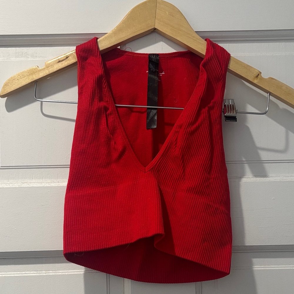 Urban Outfitters Red Ribbed Crop Top